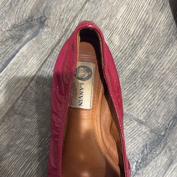 Lanvin • Womens patent leather ballerina shoes Red 7 Slip on display picture 1